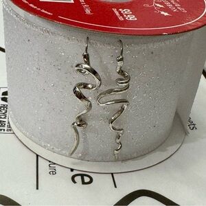 Silver Ribbon Drop Earrings NWOT